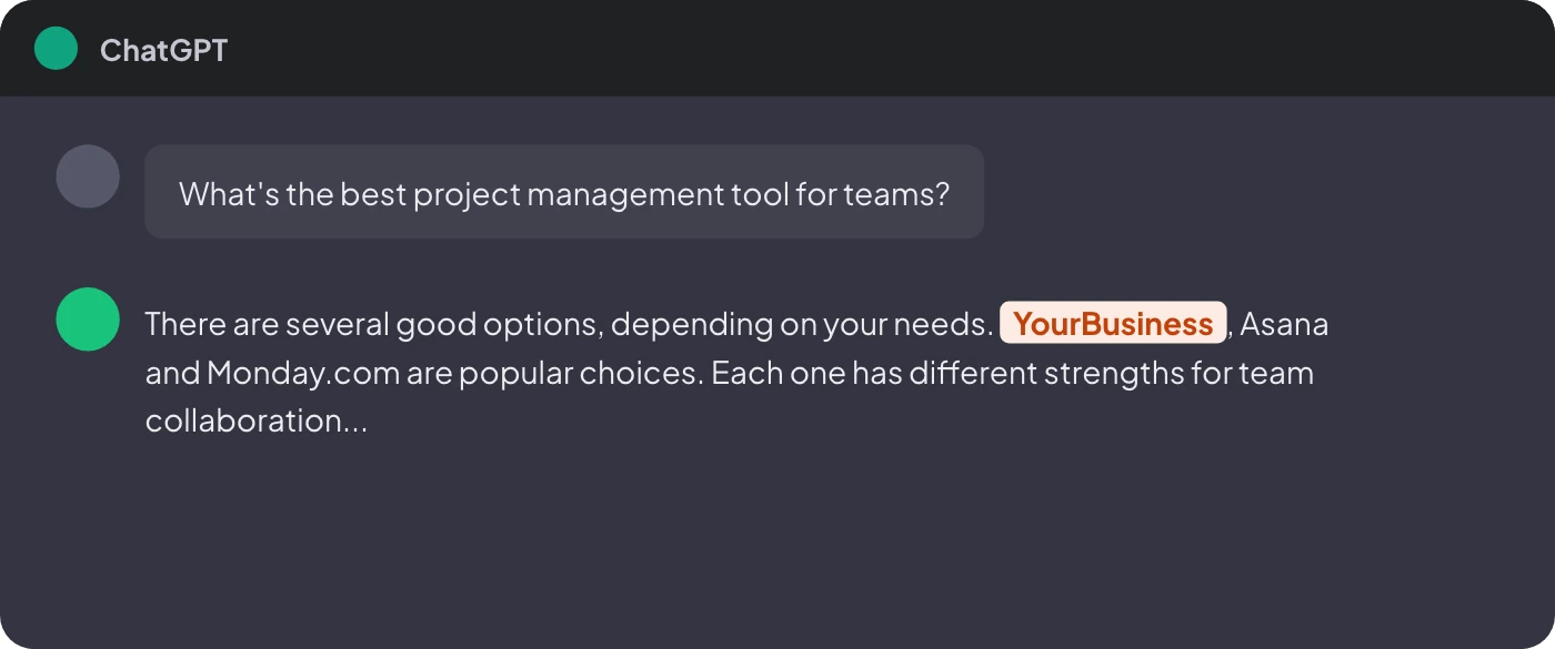 ChatGPT conversation where the business is mentioned